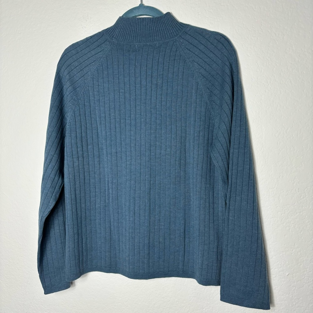 Van Heusen Blue Mockneck Ribbed Long Sleeve Sweater Large - Picture 6 of 6